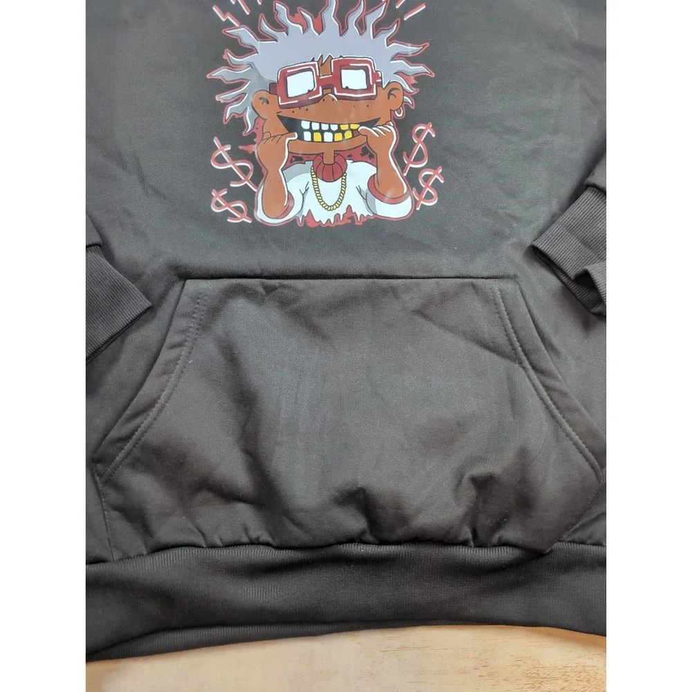 Chuckie Finster Rugrats W/ Gold Grillz Dollar Signs Hoodie Mens Large Polyester